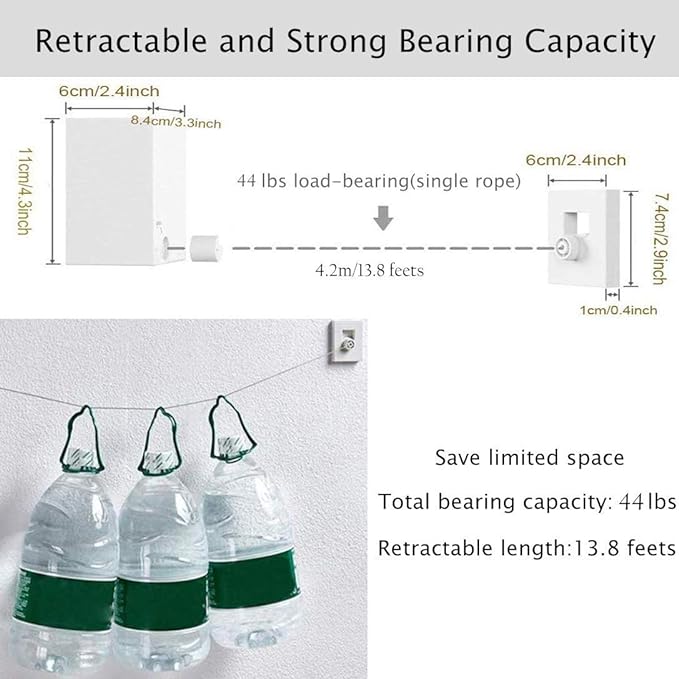 Foldable Stainless Steel Wall Hanging Stretchy Clothesline - Image 7