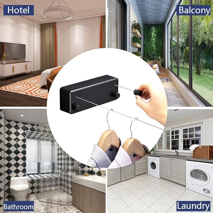 Foldable Stainless Steel Wall Hanging Stretchy Clothesline - Image 6