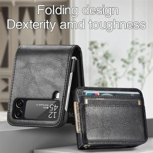 Plain Slim Leather Wallet Bag Case for Samsung Galaxy Z Flip 3/4/5