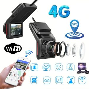Car Front and Rear Dual Channel Dash Cam | HD Night Vision 4G Remote GPS