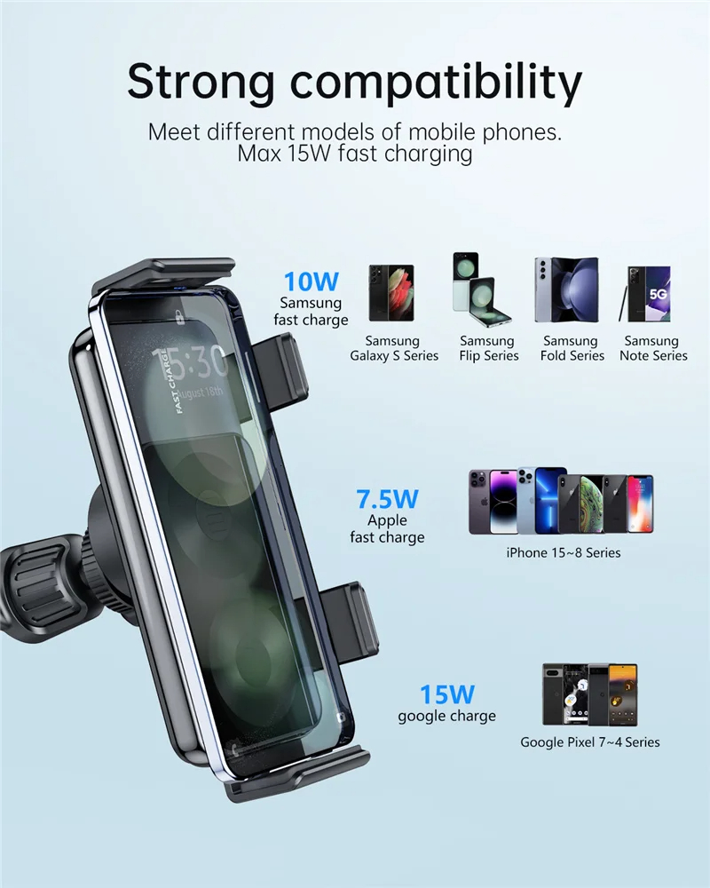 15W Car Wireless Charger Stand Phone Holder Mount - Image 4