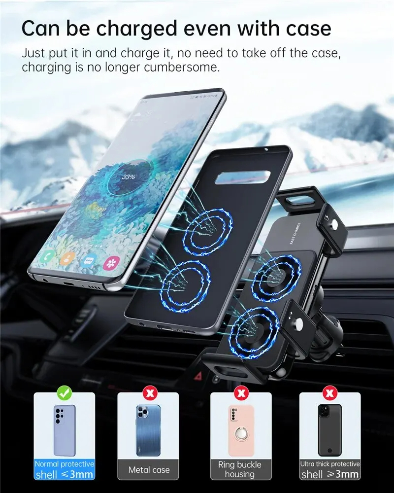 15W Car Wireless Charger Stand Phone Holder Mount - Image 5