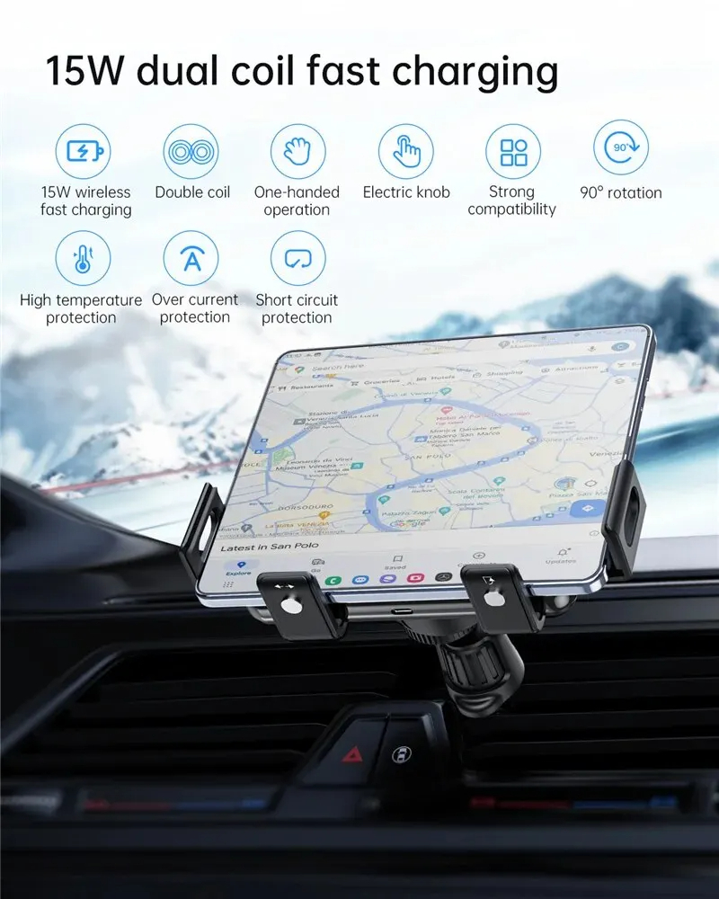 15W Car Wireless Charger Stand Phone Holder Mount - Image 6